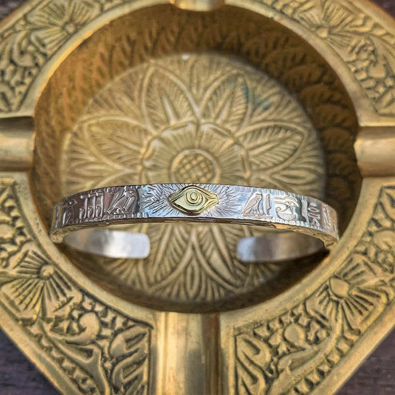 Fortune Jewel Eye Of Horus Protection Copper Cuff Bracelet Bangle
