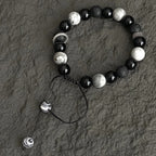 Fortune Jewel Vintage Lava Rock Black Obsidian Picasso Jasper Beads Support Rope Bracelet