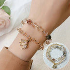 Fortune Jewel Rose Quartz Elephant Healing Energy Charm Bracelet