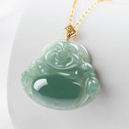 Fortune Jewel Laughing Buddha Natural Jade Prosperity Abundance Necklace Pendant Fortune Jewel