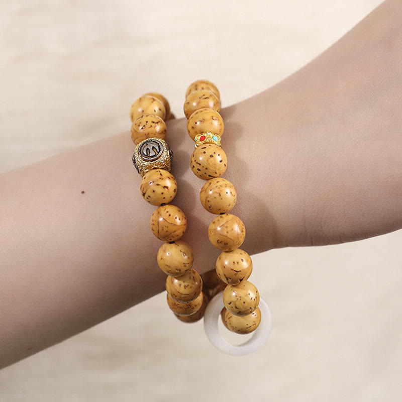 Fortune Jewel Tibetan Natural Purple Gold Rat Bodhi Seed Wealth Double Wrap Bracelet