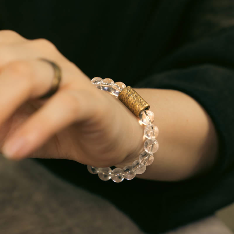 Fortune Jewel White Crystal Red Hematoid Quartz Gold Rutilated Quartz Purple Phantom Protection Bracelet