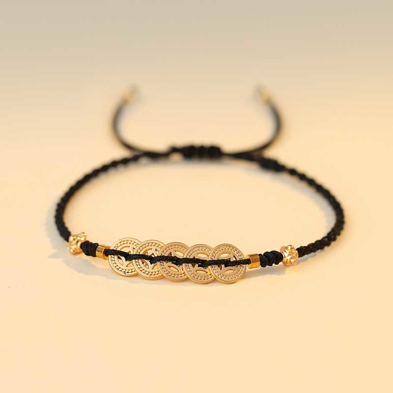 Fortune Jewel Copper Coin Fortune Tree Luck Strength Braided Bracelet