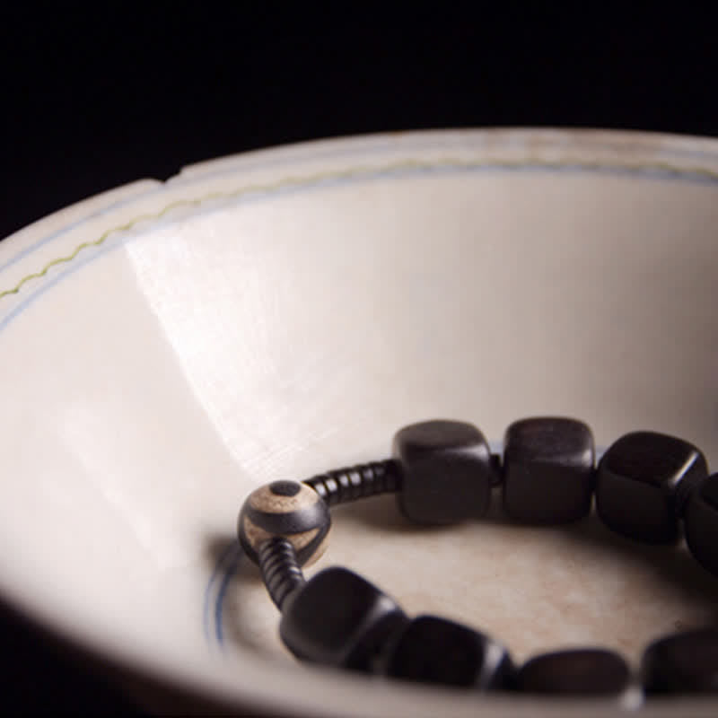 Fortune Jewel Tibetan Ebony Wood Dzi Bead Strength Bracelet