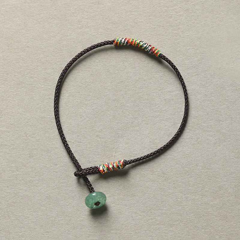 Fortune Jewel Tibetan Handmade Green Aventurine Luck Protection Braided Rope Bracelet