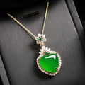 Fortune Jewel Green Chalcedony Love Heart Design Strength Necklace Pendant