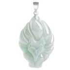 Fortune Jewel Natural Jade Nine Tailed Fox Prosperity Titanium Steel Chain Necklace Pendant