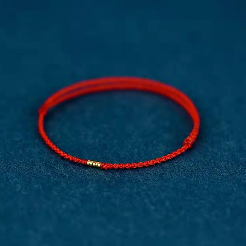Fortune Jewel 925 Sterling Silver Lucky Golden Bead Braided String Bracelet Anklet