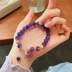 Fortune Jewel Natural Amethyst Crystal Money Bag Charm Positive Bracelet
