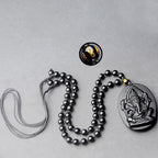 Fortune Jewel Tibetan Obsidian Ganesh Ganpati Elephant Wealth Amulet Necklace