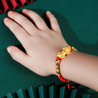 Fortune Jewel 999 Sterling Silver PiXiu Wealth King Kong Knot String Braided Kids Child Bracelet