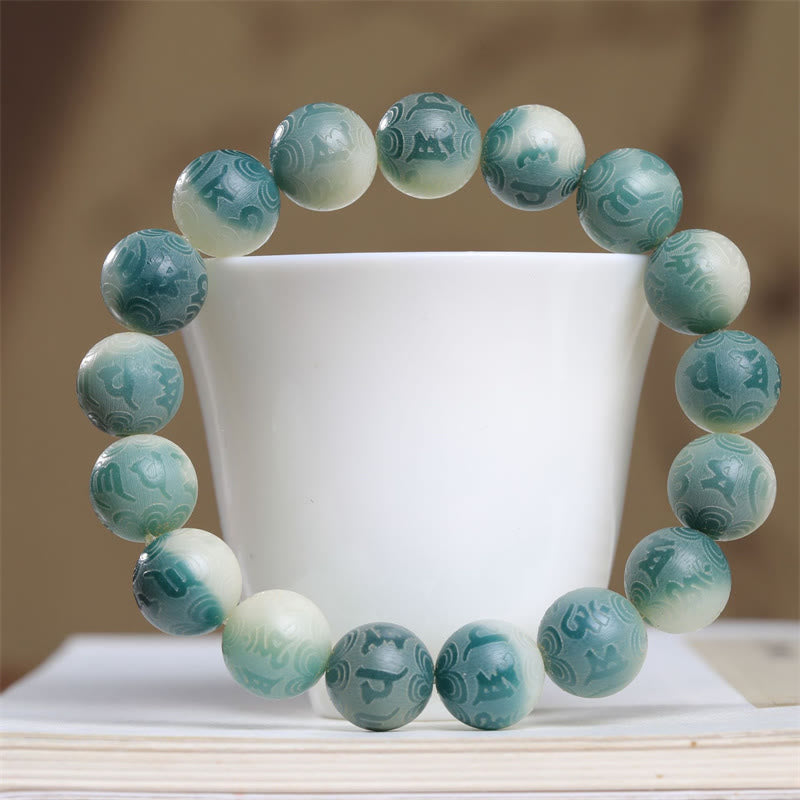 Fortune Jewel Bodhi Seed Om Mani Padme Hum Engraved Keep Away Evil Spirits Bracelet