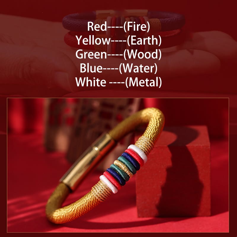 Fortune Jewel Tibetan Handmade Colorful King Kong Knot Five Elements Luck Braid String Bracelet