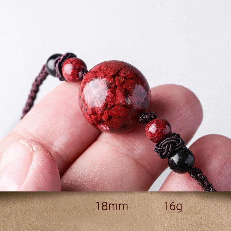 Fortune Jewel Natural Cinnabar Stones Bead Blessing Necklace Pendant
