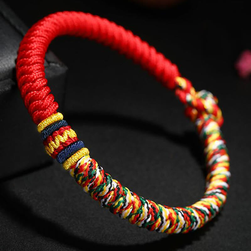 Fortune Jewel Tibetan Handmade Multicolored Thread King Kong Knot Strength Braid String Bracelet