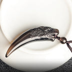 Fortune Jewel Natural Black Obsidian Ice Obsidian Rainbow Obsidian Wolf Tooth Pattern Strength Necklace Pendant