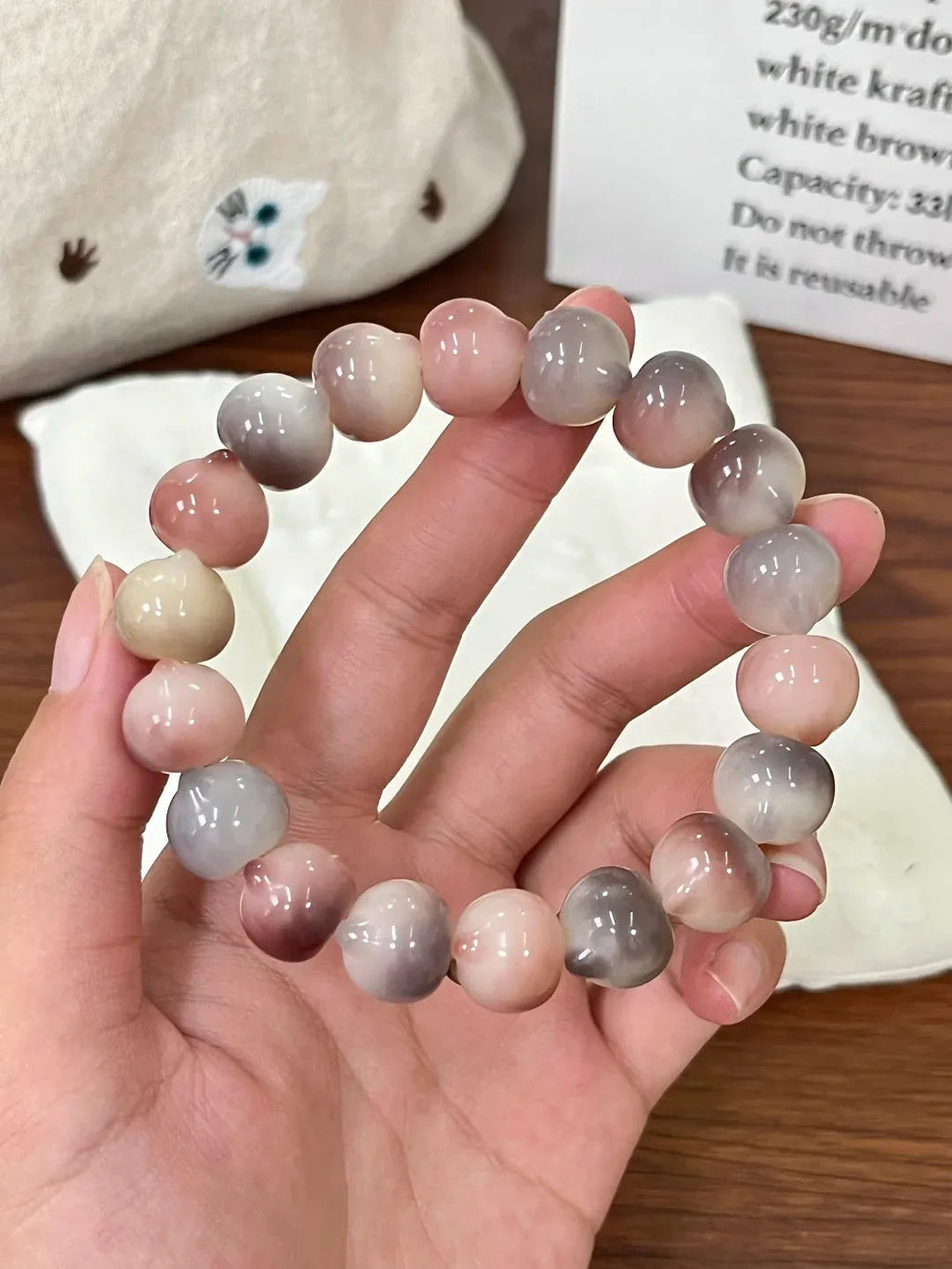 Grape-Toned Cat Face Bodhi Bracelet