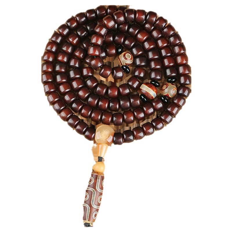 Fortune Jewel 108 Mala Beads Three-eyed Dzi Bead Nine-eye Dzi Bead Jade Luck Bracelet
