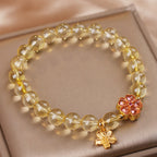Fortune Jewel Natural Citrine Flower Charm Prosperity Protection Bracelet