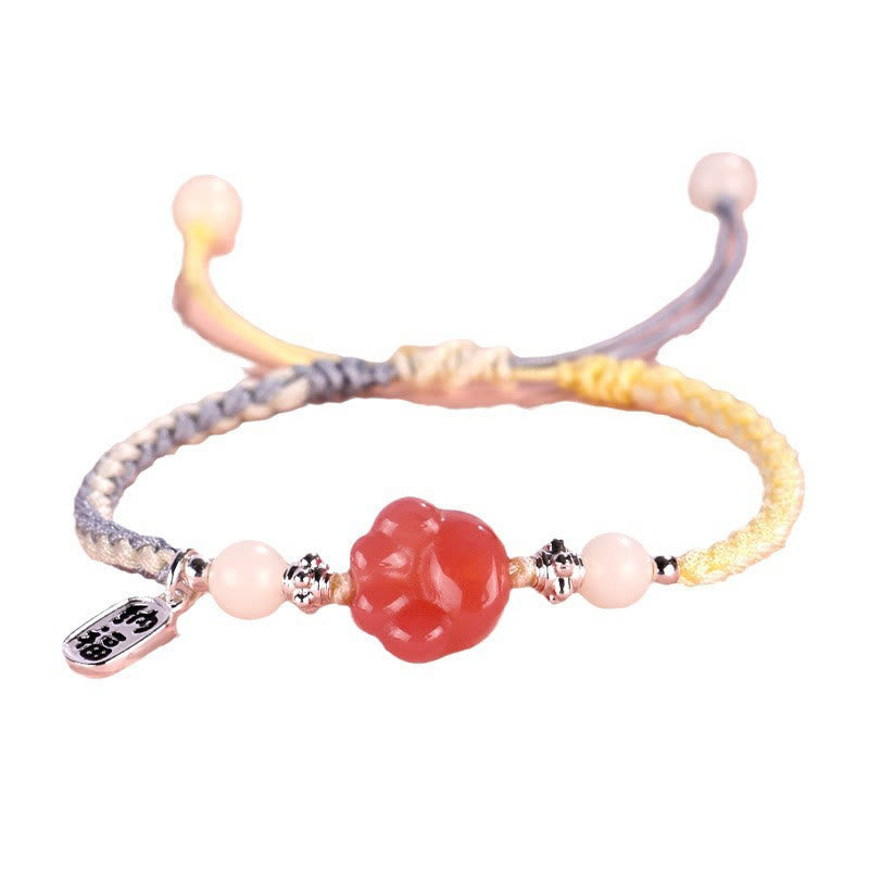 Fortune Jewel Yanyuan Agate Cat Claw Paw White Bodhi Seed Fu Character Positive Braided Rope Bracelet