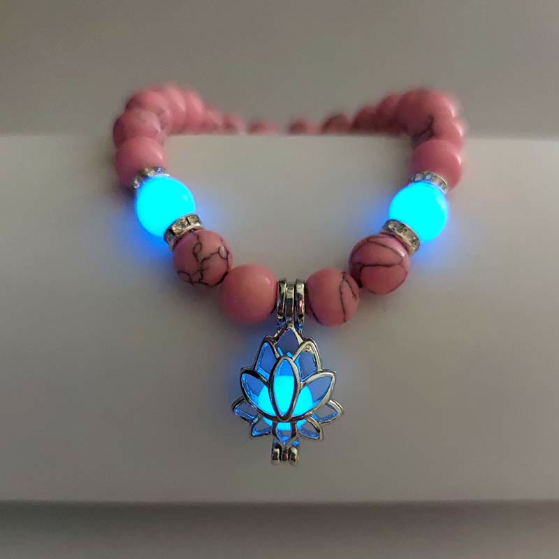 Fortune Jewel Tibetan Turquoise Glowstone Luminous Bead Lotus Protection Bracelet
