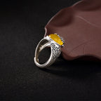 Fortune Jewel Citrine Lotus Blessing Protection Adjustable Ring