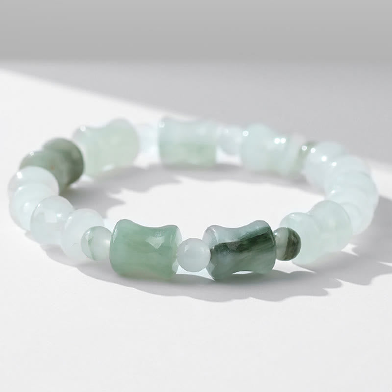 Fortune Jewel Jade Coconut Shell Bamboo Pattern Abundance Luck Bracelet