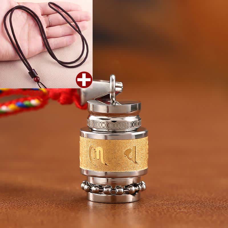 Fortune Jewel Tibet Om Mani Padme Hum Shurangama Mantra Titanium Steel Wisdom Amulet Necklace Pendant