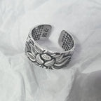 Fortune Jewel 999 Sterling Silver Lotus Symbol Heart Sutra Protection Ring Fortune Jewel