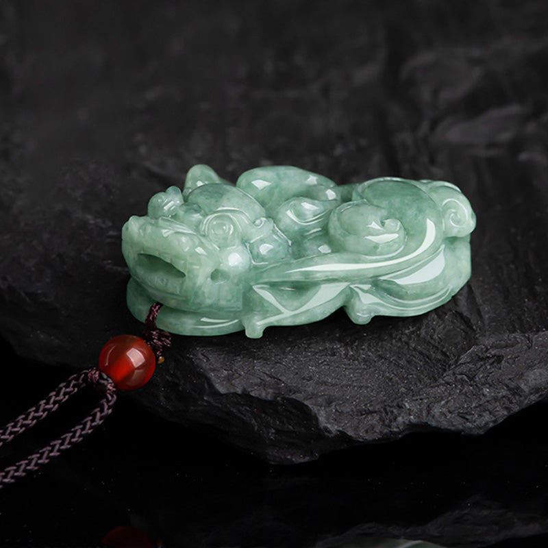 Fortune Jewel Jade PiXiu Wealth Luck String Necklace Pendant