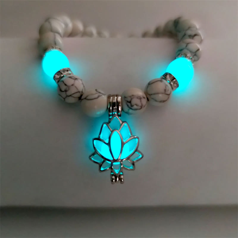 Fortune Jewel Tibetan Turquoise Glowstone Luminous Bead Lotus Protection Bracelet