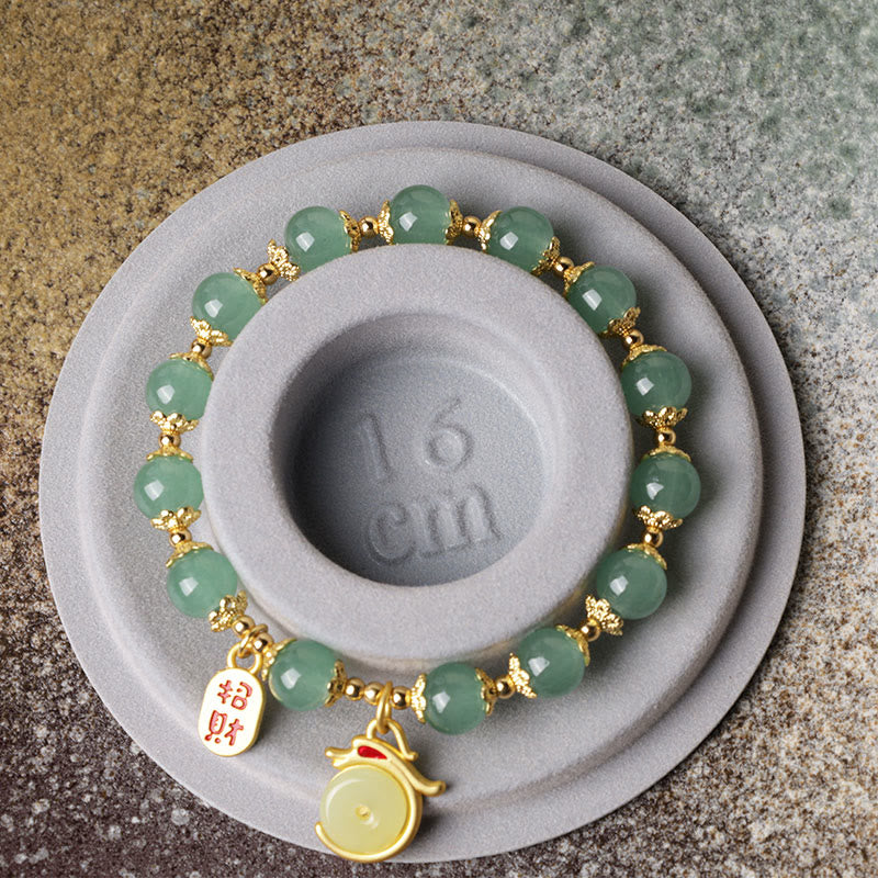 Fortune Jewel Year of the Dragon Red Agate Green Aventurine Peace Buckle Fu Character Lucky Fortune Bracelet