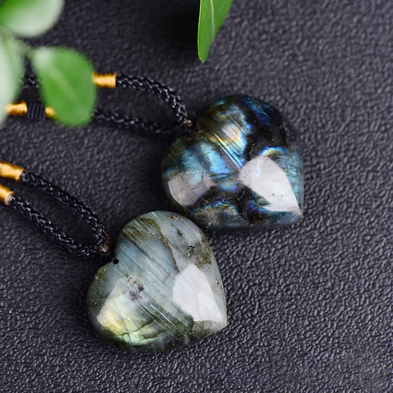 Fortune Jewel Labradorite Love Heart Support Necklace Pendant