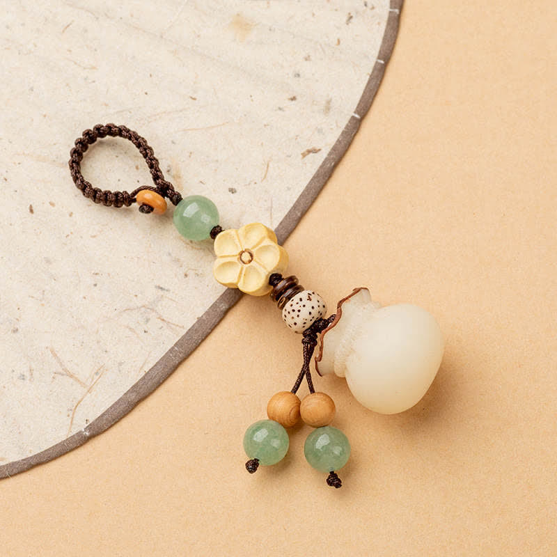 Fortune Jewel Natural Bodhi Seed Money Bag Flower Blessing Prosperity Keychain