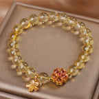 Fortune Jewel Natural Citrine Flower Charm Prosperity Protection Bracelet