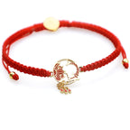 Fortune Jewel Tibetan Handmade Lotus Koi Fish Lucky Red String Bracelet