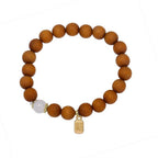 Fortune Jewel Sandalwood Cat's Eye Fu Character Charm Protection Bracelet