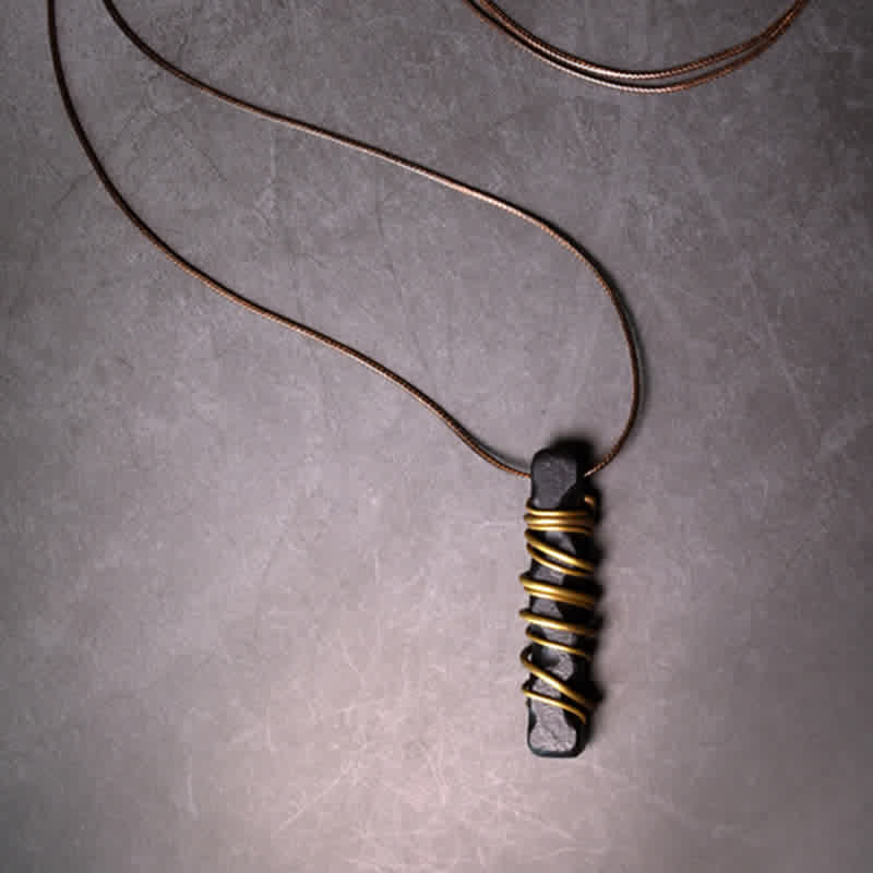 Fortune Jewel Tibet Ebony Wood Copper Balance Peace Necklace Pendant Fortune Jewel