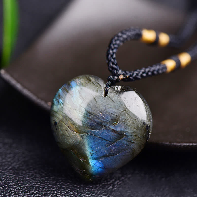 Fortune Jewel Labradorite Love Heart Support Necklace Pendant