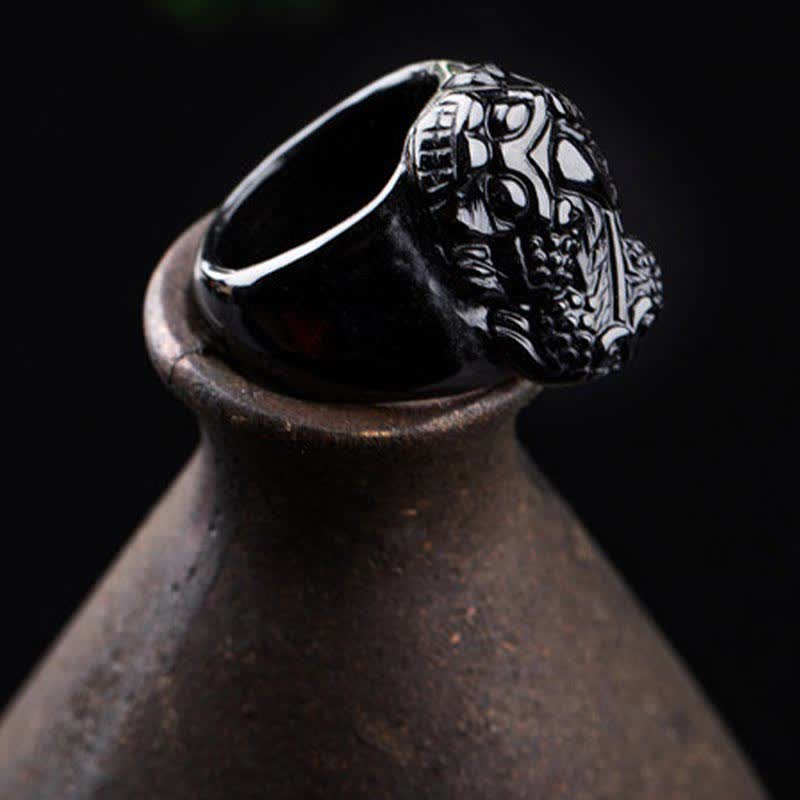 Fortune Jewel FengShui PiXiu Black Obsidian Strength Ring