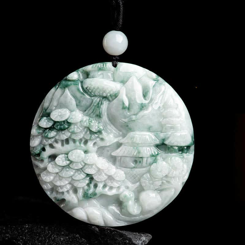 Fortune Jewel Mountain Landscape Jade Abundance String Necklace