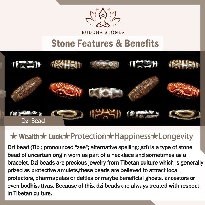 Fortune Jewel 108 Beads Mala Ebony Wood Dzi Bead Copper Balance Tassel Bracelet