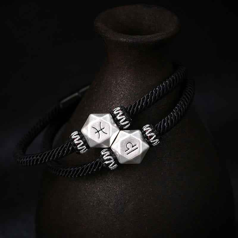 Fortune Jewel 999 Sterling Silver 12 Constellations of the Zodiac Protection Handmade String Bracelet