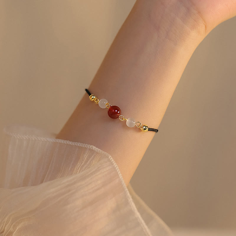 Fortune Jewel Red Agate Cat Eye Braided String Confidence Bracelet