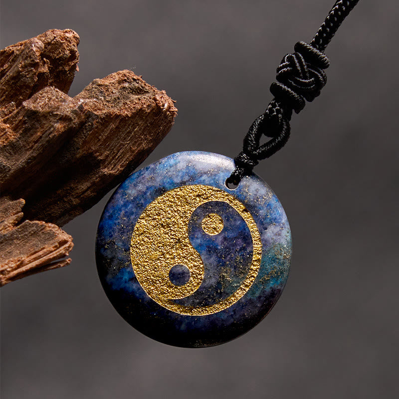Fortune Jewel Various Crystal Amethyst Tiger Eye Green Aventurine Yin Yang Spiritual Necklace Pendant