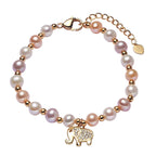 Fortune Jewel 18K Gold Plated Pearl Elephant Zircon Charm Sincerity Bracelet