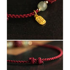 Fortune Jewel Natural Cinnabar Chinese Zodiac Hetian Jade Fu Character Luck Rope Bracelet
