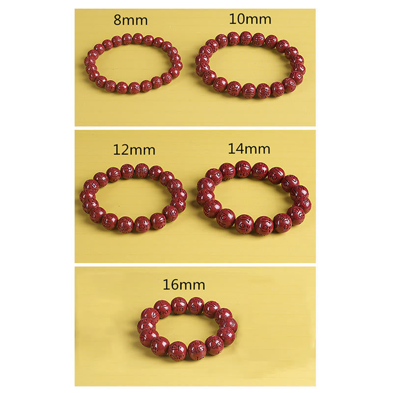 Fortune Jewel Natural Double PiXiu Cinnabar Om Mani Padme Hum Wealth Luck Bead Bracelet
