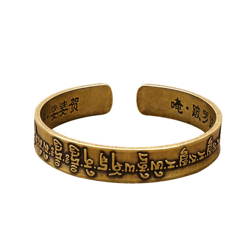 Fortune Jewel Tibetan Mahāpratisarā Mantra Sanskrit Copper Brass Healing Bracelet Bangle