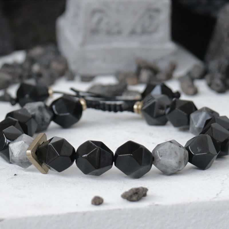 Fortune Jewel Black Obsidian Black Glitter Stone Purification Bracelet